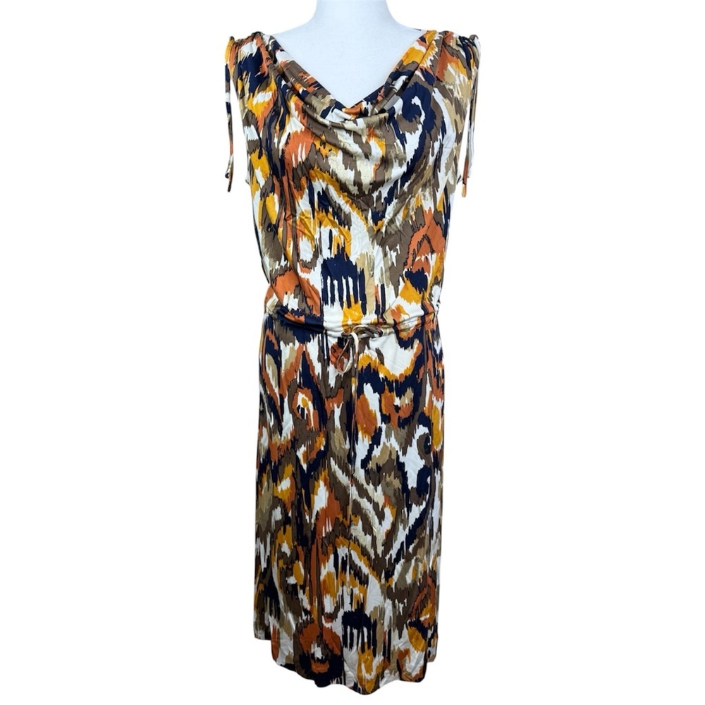Tory Burch Verda Printed Silk Cowl Midi Dress Multicolor Size Medium - Picture 2 of 9